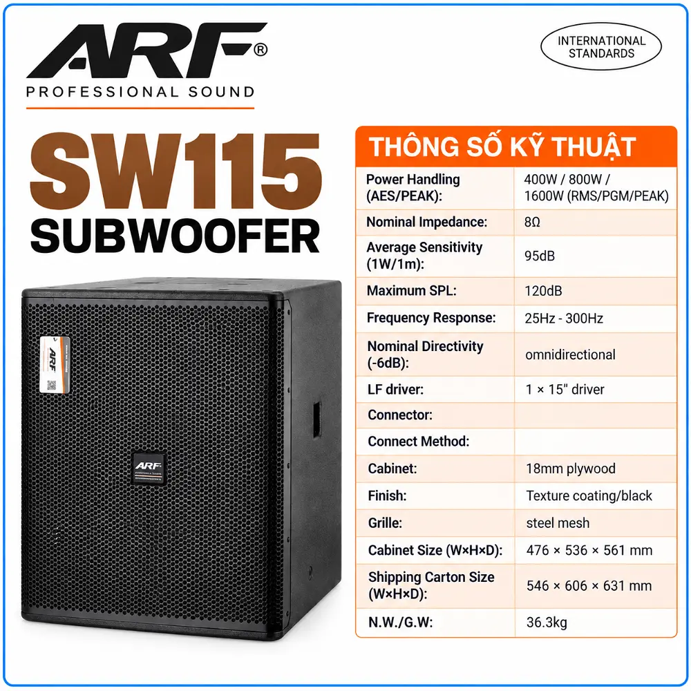 SUB bass 40 điện hiệu ARF model SW115