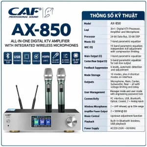 Ampli liền vàn số Microphone CAF MOdel AX-850