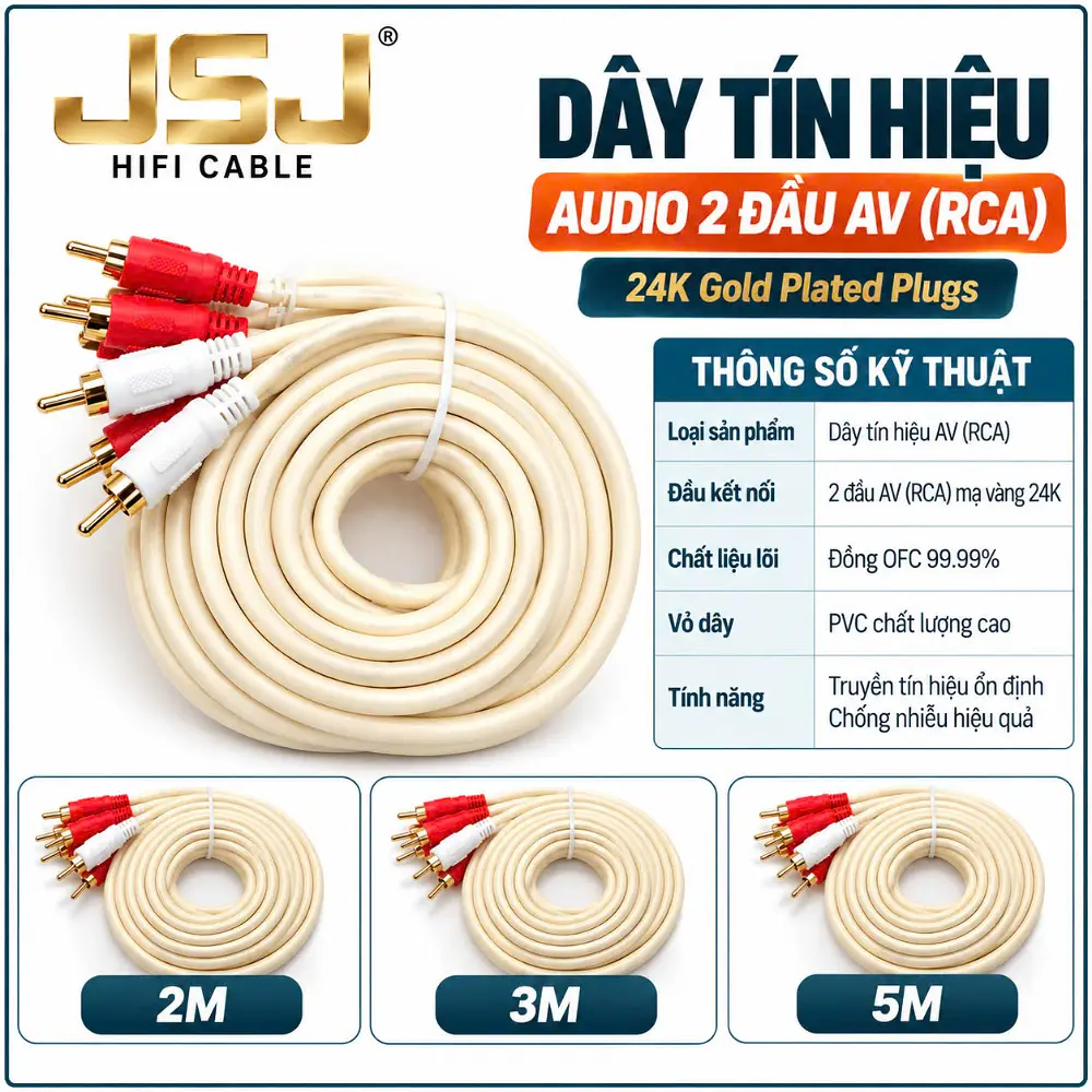 Dây tín hiệu AV 2 đầu 24K Godl