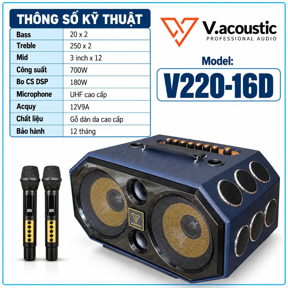 Loa xách tay hiệu V.acoustic Model V220-16D