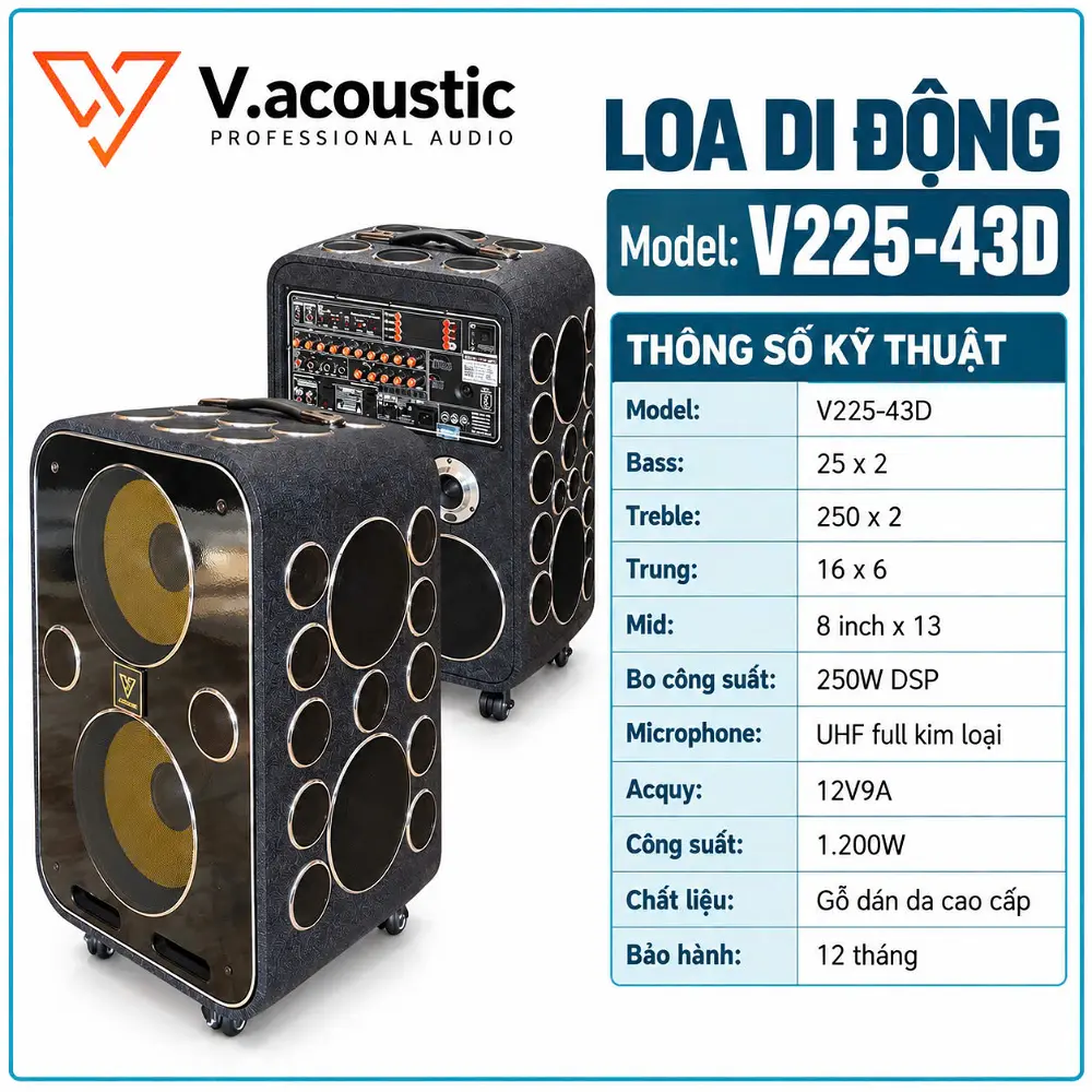 Loa di động xách tay V.acoustic Model V225-43D