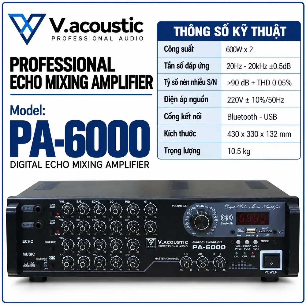 Ampli hiệu V.acoustic Model PA-6000