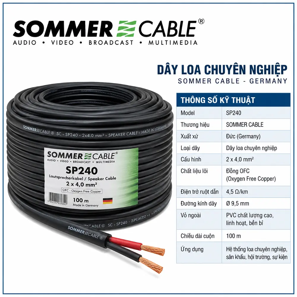 Dây loa chuyên nghiệp hiệu Somer